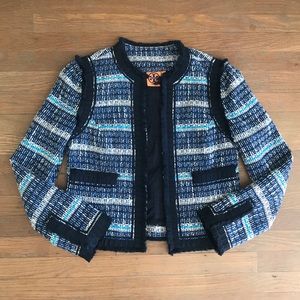 Tory Burch Normandy Blue Tweed Jacket 2